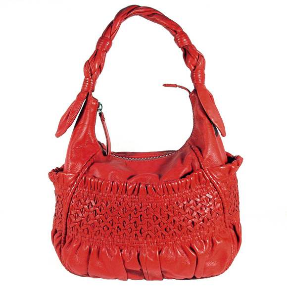 Lockheart Handbags - LOCKHEART Lipstick Red Ruched/Gathered Hobo